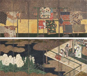 Whoose sleeves? Tagasode (pair of six-panel screens)