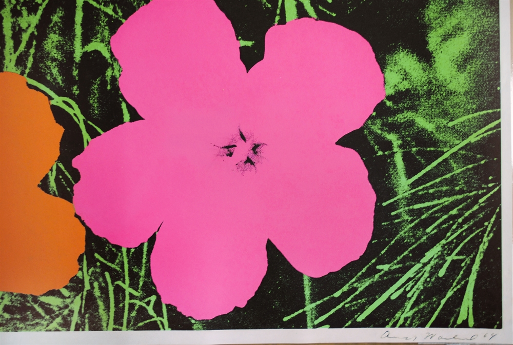 andy warhol female fashion figure with flowers and plants