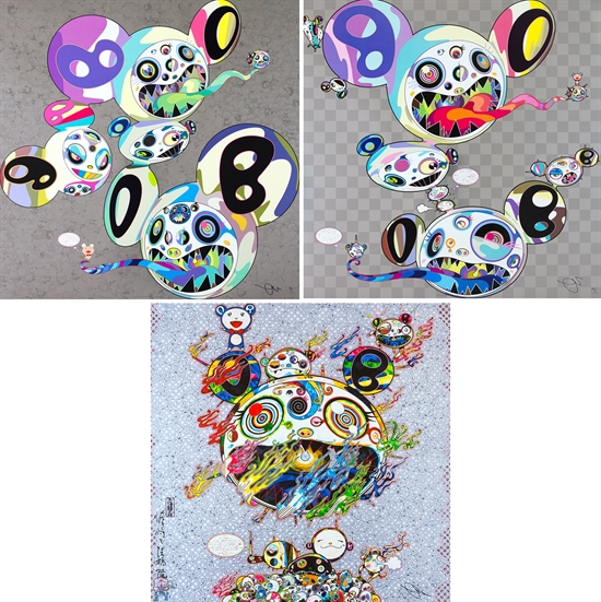 Multicolor doubleface black, white, and yellow set of three by Takashi  Murakami on artnet