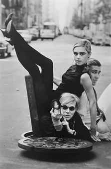 Andy Warhol with Edie Sedgwick and Chuck Wein, New York City by Burt Glinn