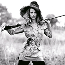 Veruschka, Safari dress by Yves Saint Laurent, French Vogue, July/August by Franco Rubartelli