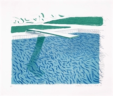 Lithographic Water Made of Lines, Crayon, and a Blue Wash by David Hockney