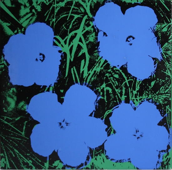 andy warhol female fashion figure with flowers and plants