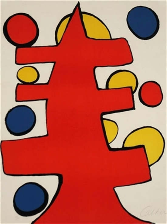 Original Lithograph ALEXANDER CALDER Free Shipping In The US  !!! C.1970 Christmas Tree