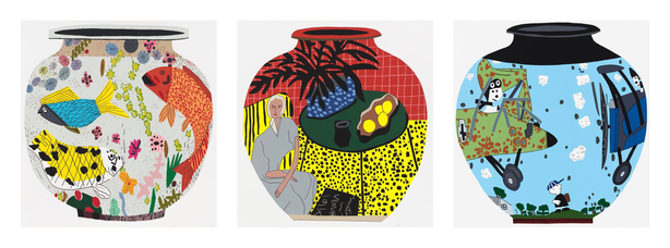 Fish Pot; Matisse Pot 4; Snoopy Pot (3 works)
