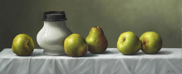 Pears on White Cloth