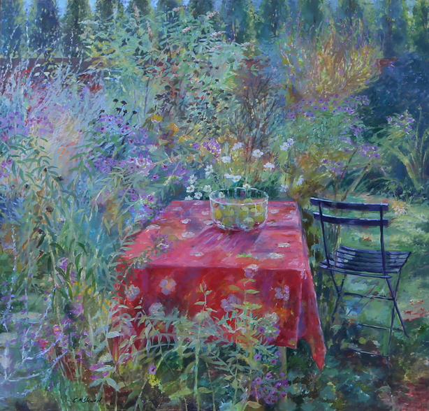 Red Table in Deborah's Garden