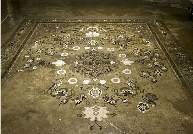 “An Ordinary Kind of Ornament”, dust carpet installation by Hannah Bertram at “Fragments” exhibition at 10 Chancery Lane Gallery, Hong Kong