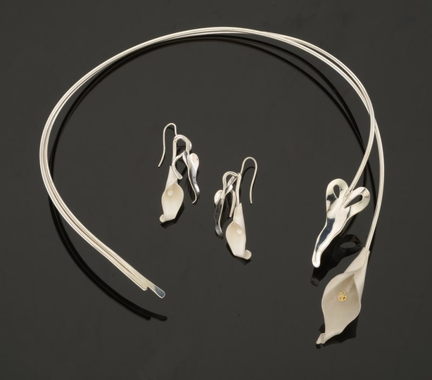 Calla Lily Neckpiece (Shown with Earrings)