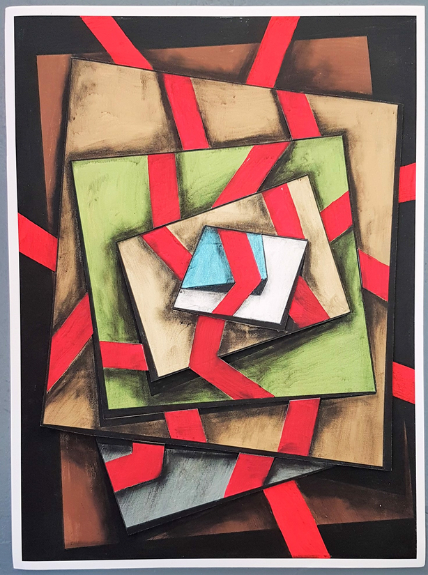 Geometric Composition #3 (3D-construction, Op Art, Lyonel Feininger)