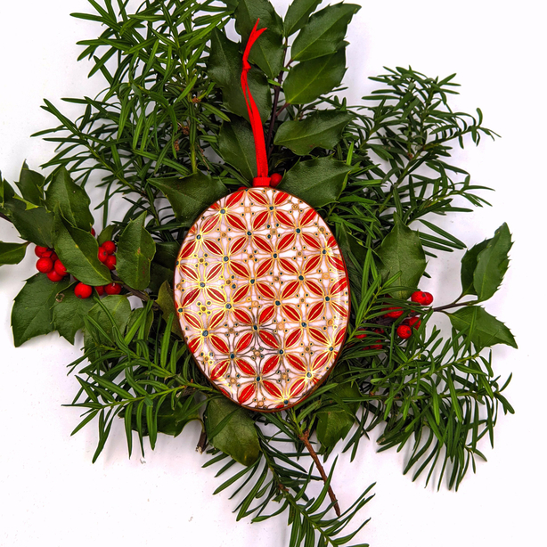 Ornament | Red, Turquoise & Gold Pattern (Medium)