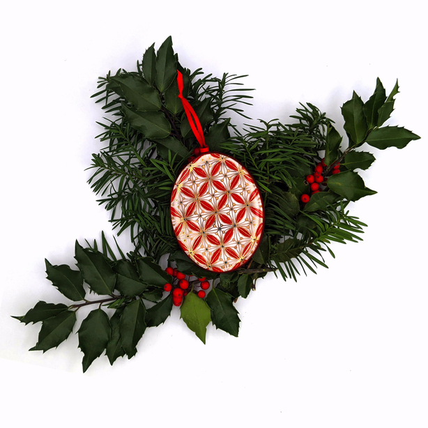 Ornament | Red, Turquoise & Gold Pattern (Medium)