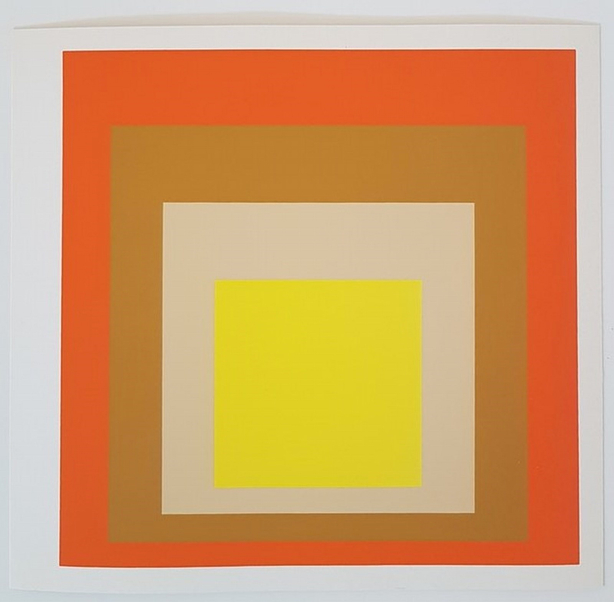 “Geometric Composition” , 1977 (Homage to the Square; Orange Brown Yellow