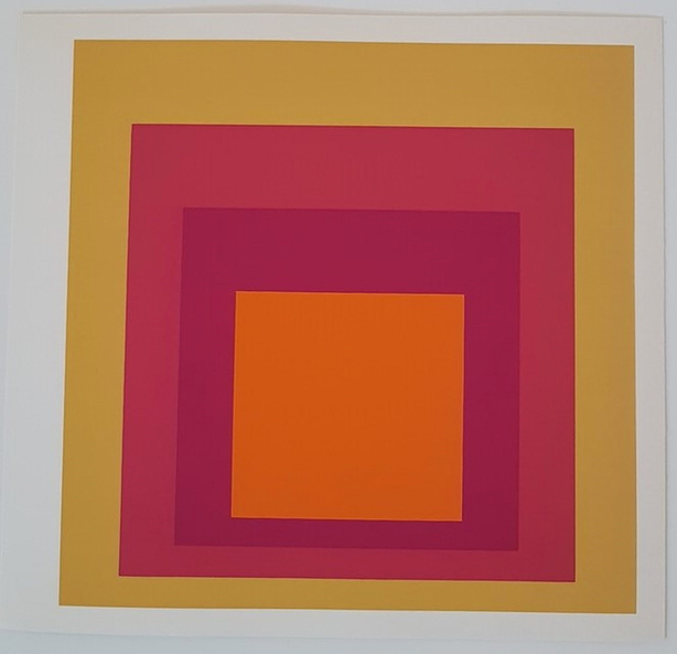 “Geometric Composition” , 1977 (Homage to the Square; Brown Red Orange