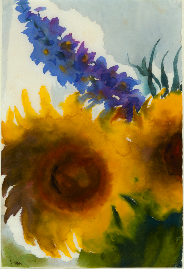 Sunflowers and delphinium