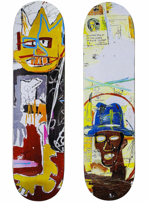 Basquiat Skateboard Decks: set of 2 works (Basquiat A-One Basquiat Toxic)