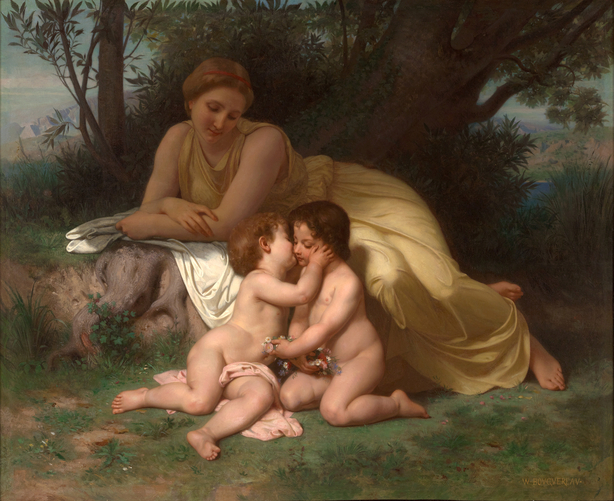 Jeune mère contemplant deux enfants qui s'embrassent (Young Mother Contemplating Two Embracing Children)