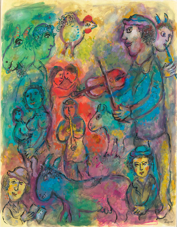 Musiciens sur fond multicolore (Musicians on a multicolored background)